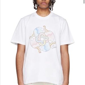 White Graphic T-Shirt with Multicolor Design